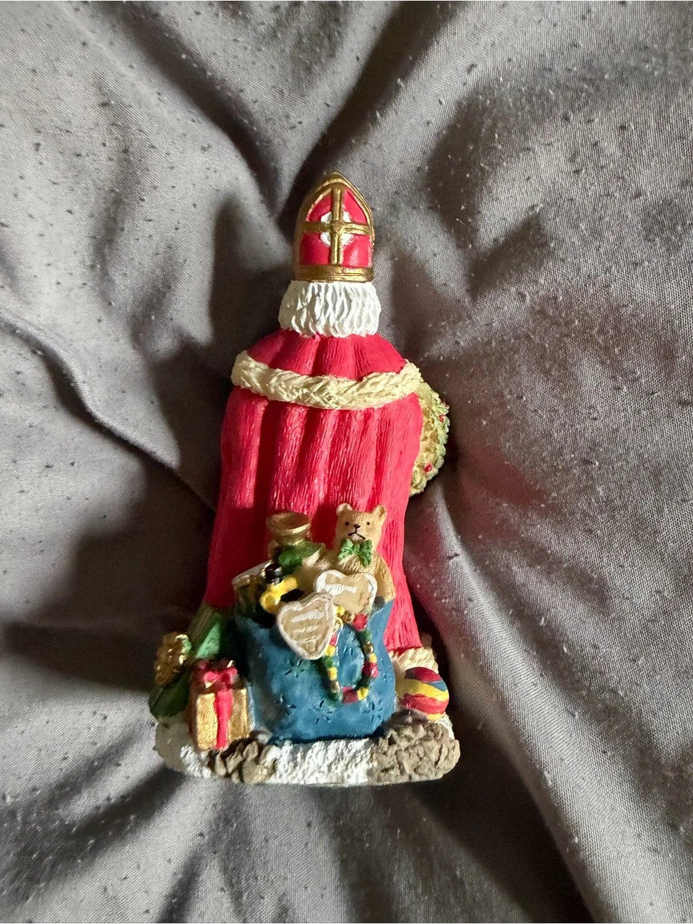 Festive Holiday Santa Figurine in Red, Green and Gold